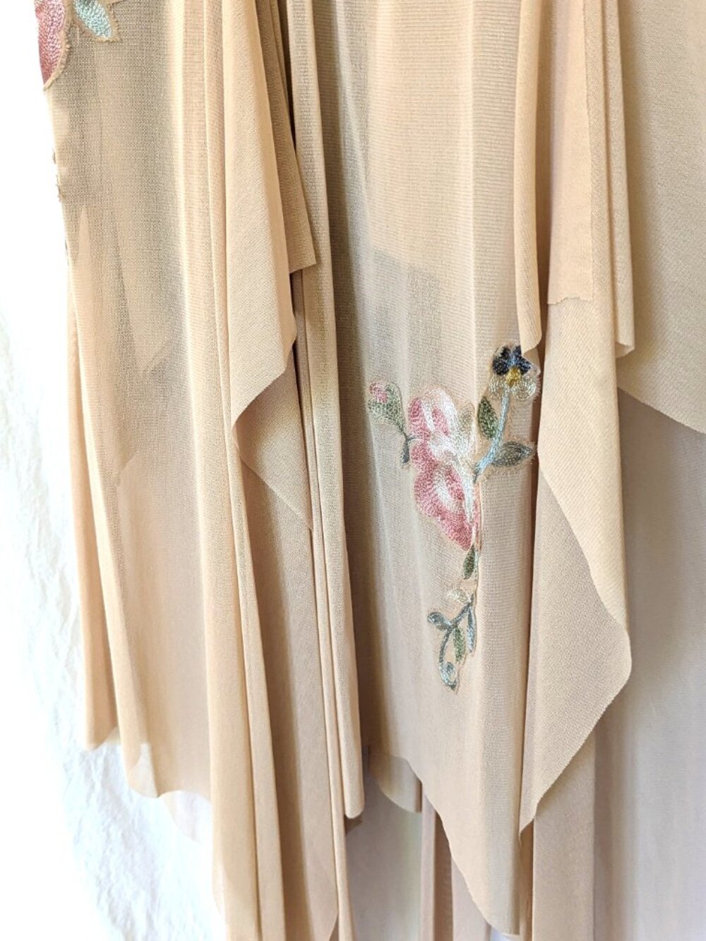 SUE WONG DRESS 8 NEVER WORN BLUSH PEACH MIDI TO TEA LENGTH WITH MATCHING SHAWL - Picture 4 of 13